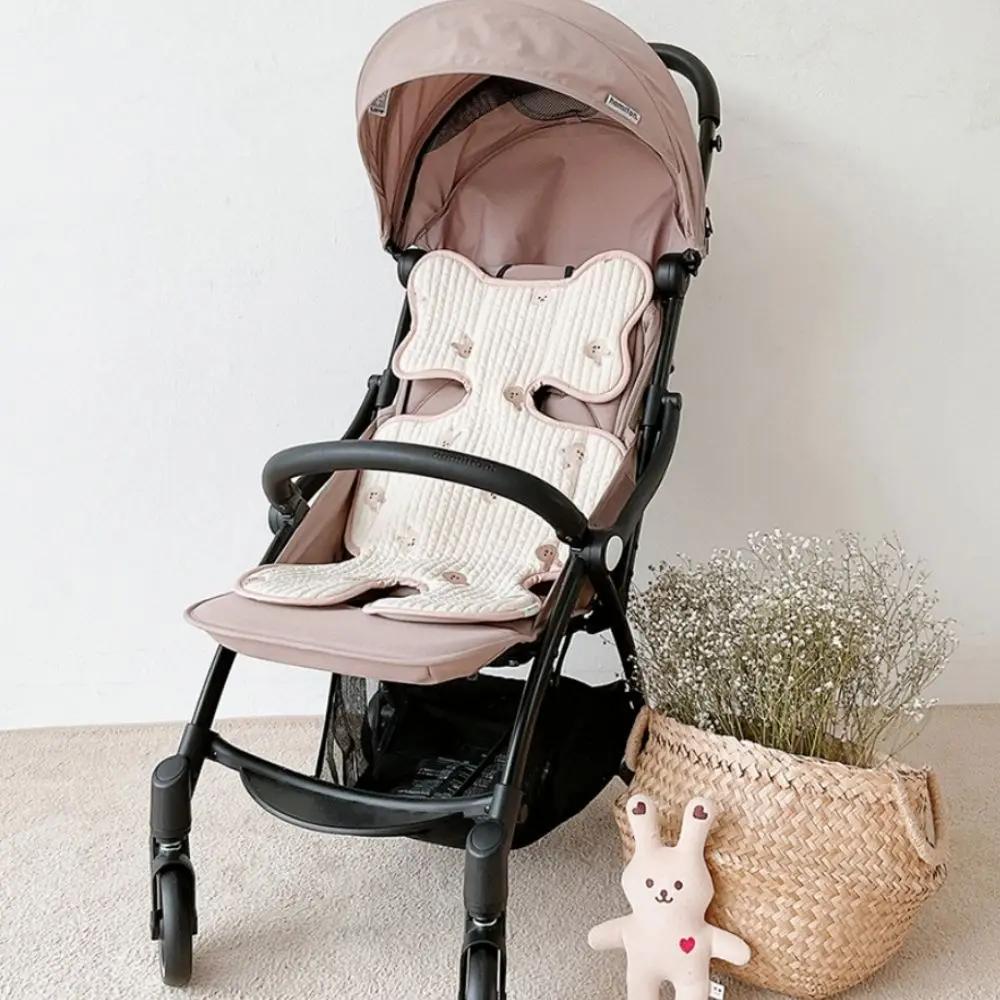 Baby Stroller Cushion Bear Embroidery Newborn Toddler Chair Protector Pad Kid Feeding Cushion Universal Mat Stroller